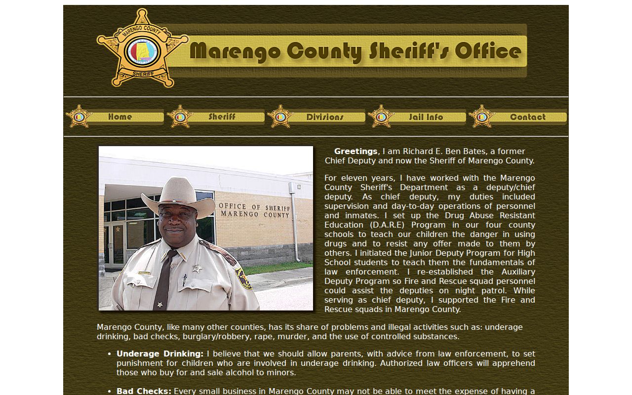 Marengo County arrest records and Sheriff law enforcement role