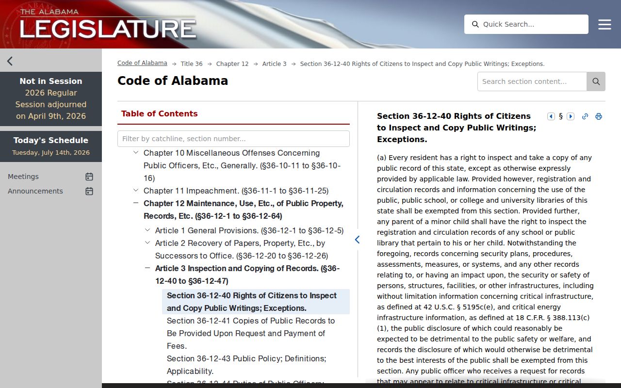 Marengo County court records public writings statute
