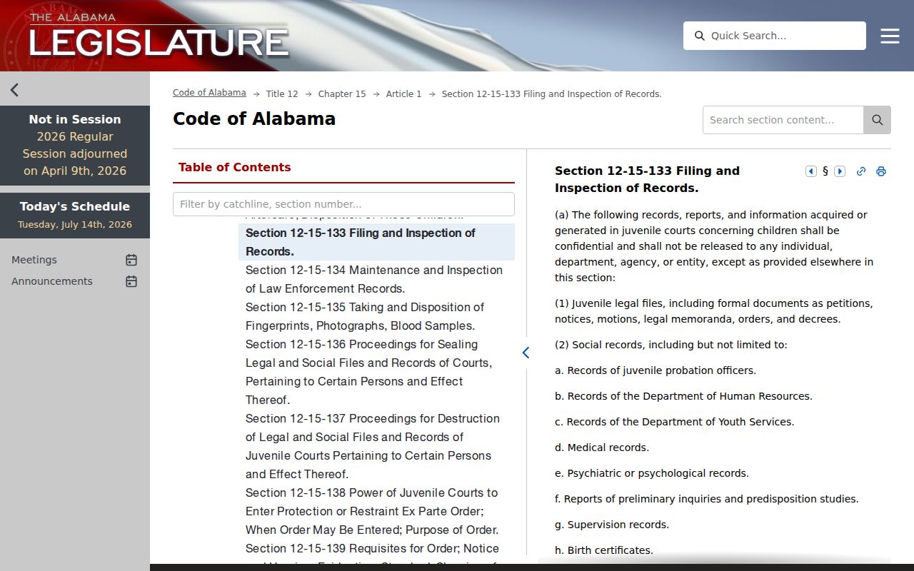 Marengo County court records juvenile confidentiality law