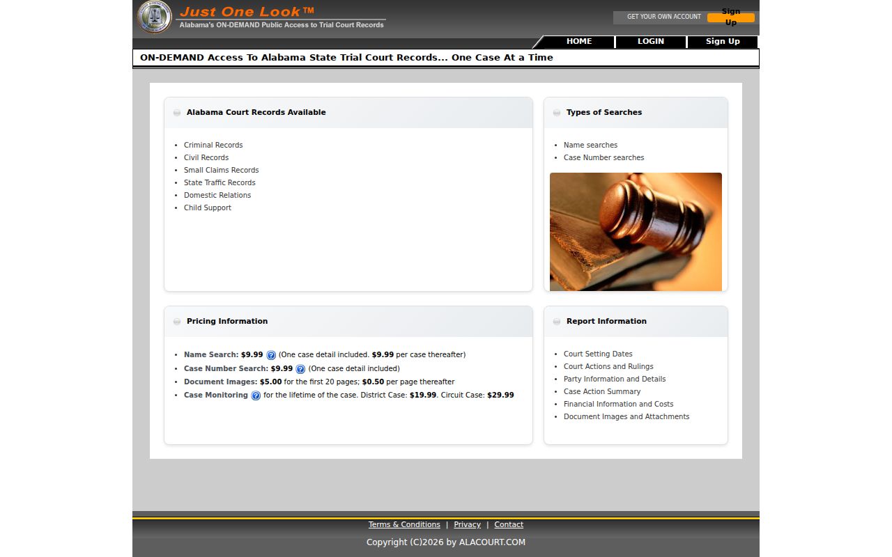 Marengo County court records search on AlacourtACCESS