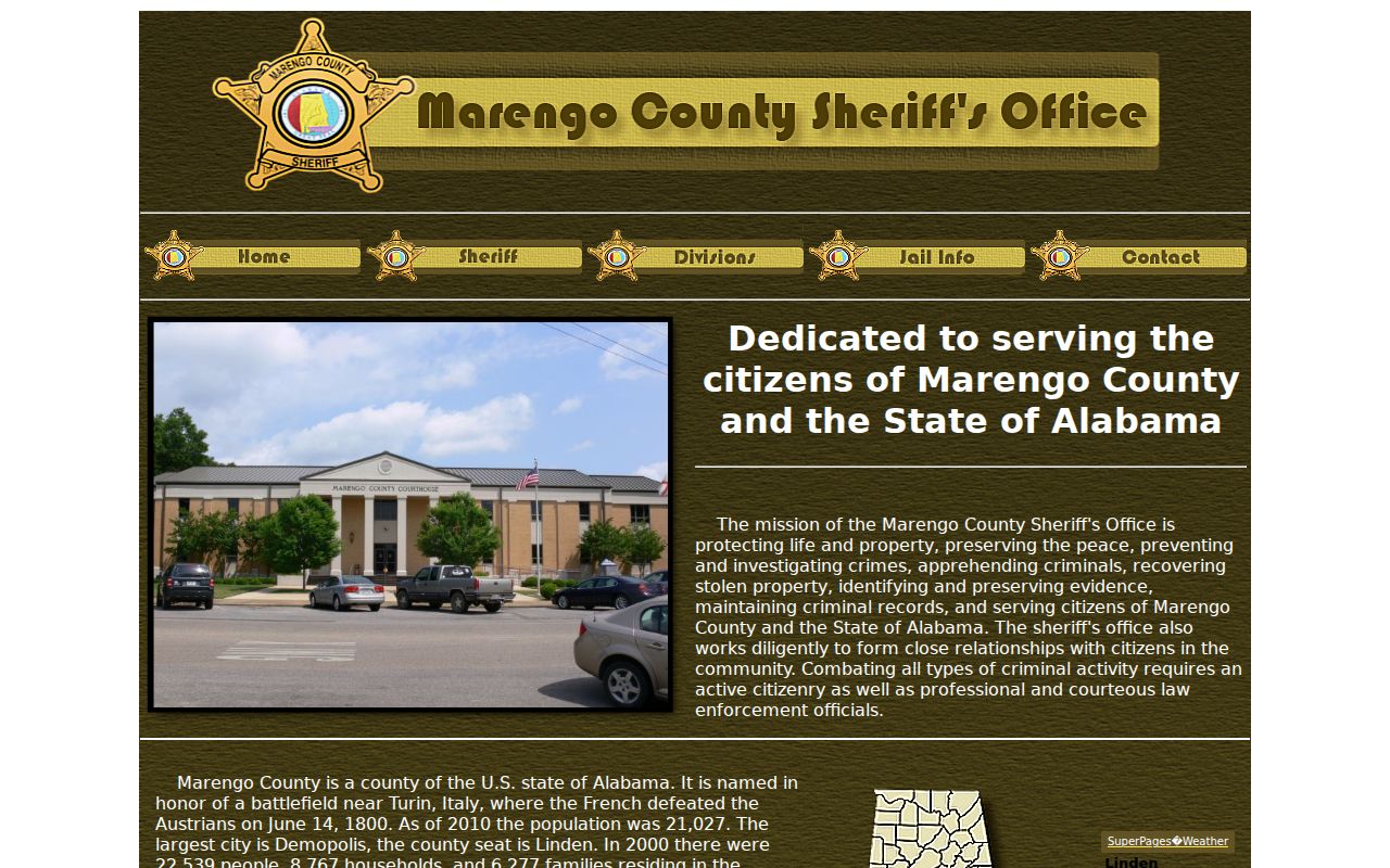 Marengo County inmate search and Sheriff's Office homepage