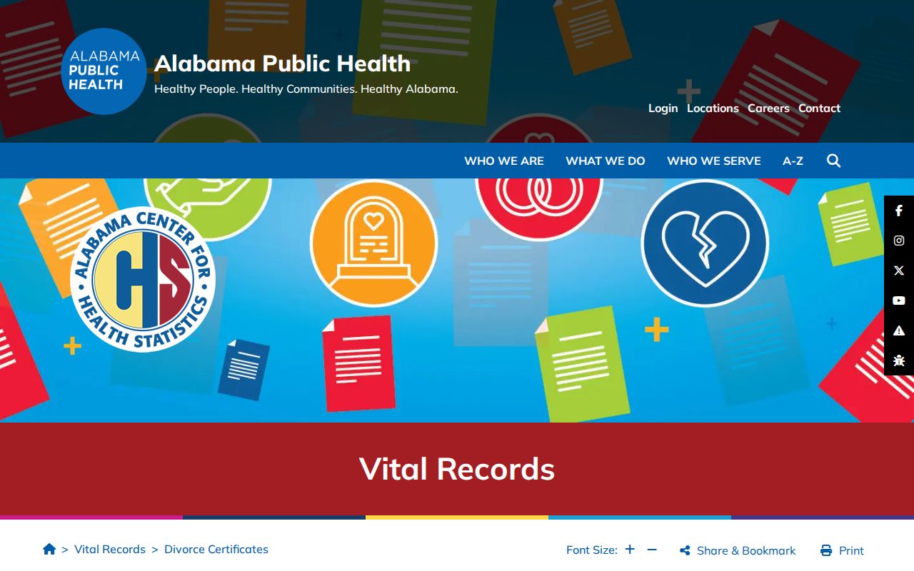 ADPH certified Marengo County divorce records request page