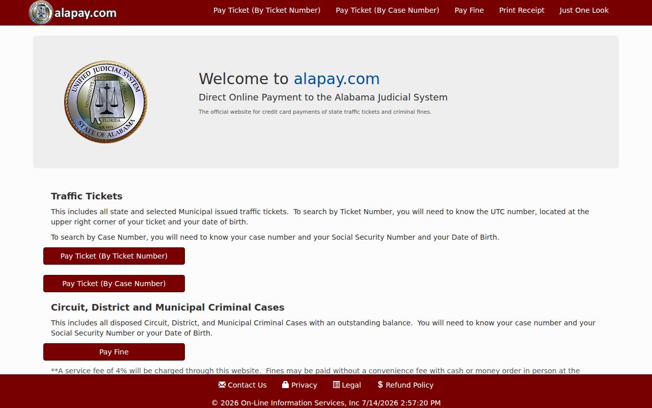 Marengo County traffic court records and Alapay citation payment