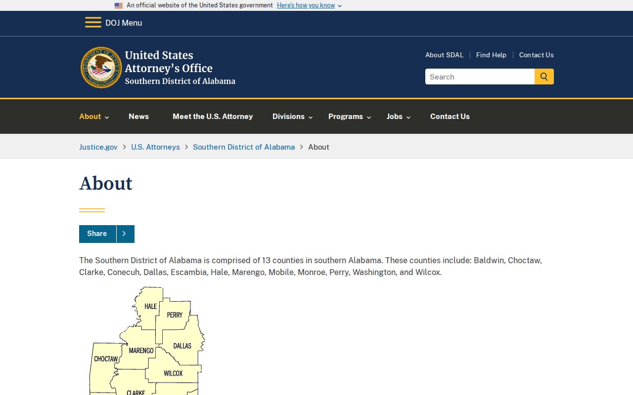 Marengo County traffic court records and Southern District county jurisdiction